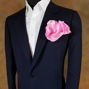 NEW - Men's 2-in-1 Pouf Round Pocket Square - Solid Pink